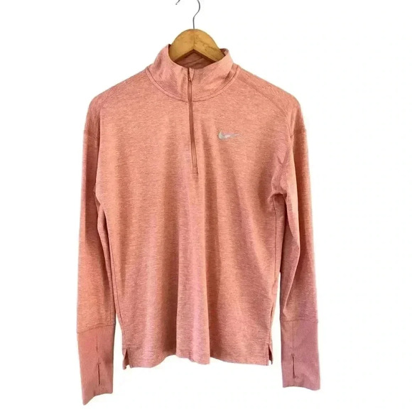 Nike Di-Fit Quarter Zip Jacket Long Sleeve Size Small Orange Activewear Pullover - Picture 1 of 6